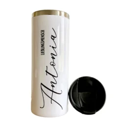 Thermobecher aus Edelstahl mit Namen u. Wunschtext für Sie u. Ihn | Personalisiertes Geschenk für Frauen u. Männer | Geschenkidee zum Geburtstag, als Dankeschön | Kaffeebecher für die beste Freundin | 5 Motivvarianten