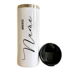 Thermobecher aus Edelstahl mit Namen u. Wunschtext für Sie u. Ihn | Personalisiertes Geschenk für Frauen u. Männer | Geschenkidee zum Geburtstag, als Dankeschön | Kaffeebecher für die beste Freundin | 5 Motivvarianten