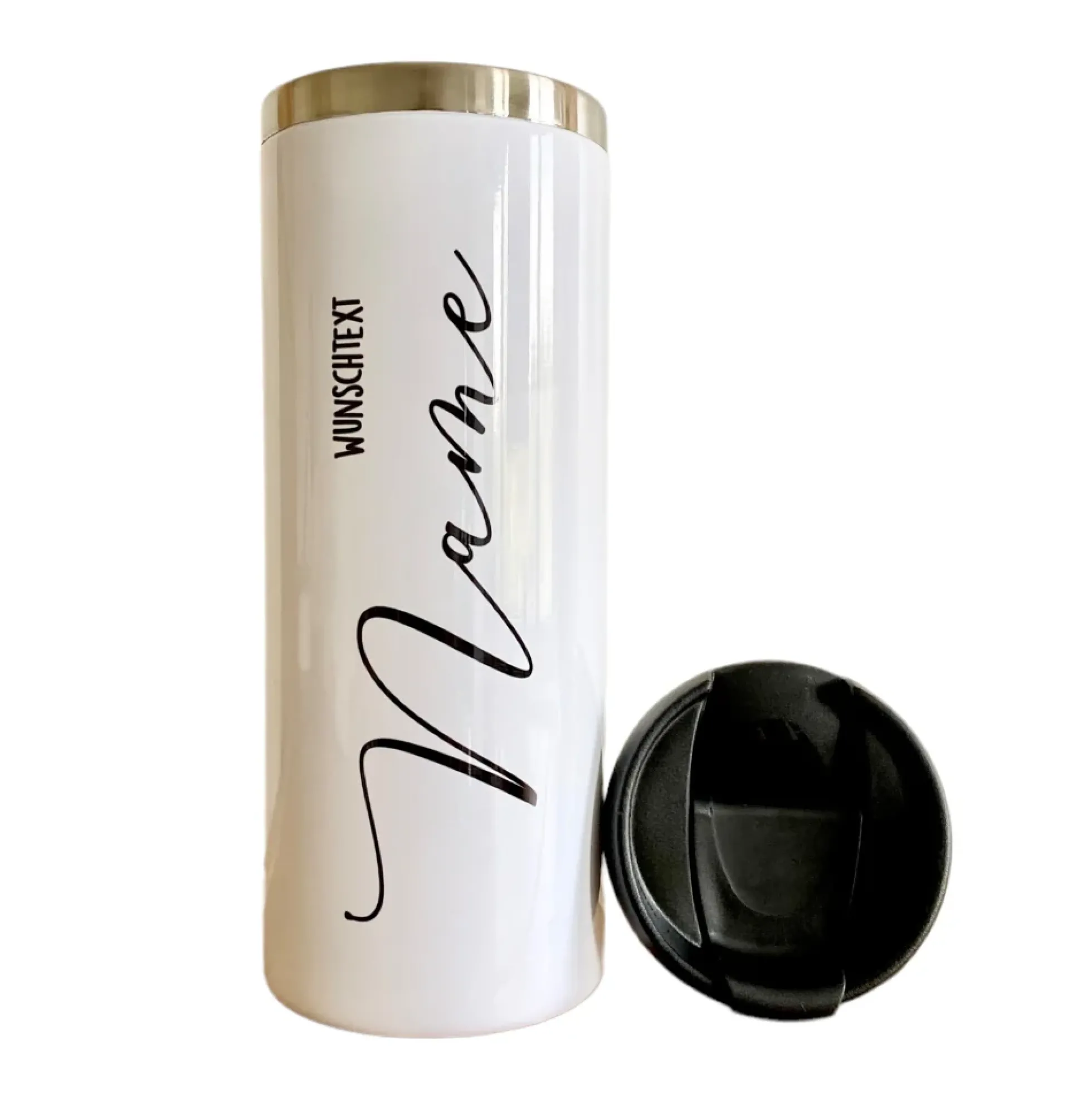 Thermobecher aus Edelstahl mit Namen u. Wunschtext für Sie u. Ihn | Personalisiertes Geschenk für Frauen u. Männer | Geschenkidee zum Geburtstag, als Dankeschön | Kaffeebecher für die beste Freundin | 5 Motivvarianten