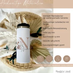 Thermobecher Boho mit Namen und Buchstaben