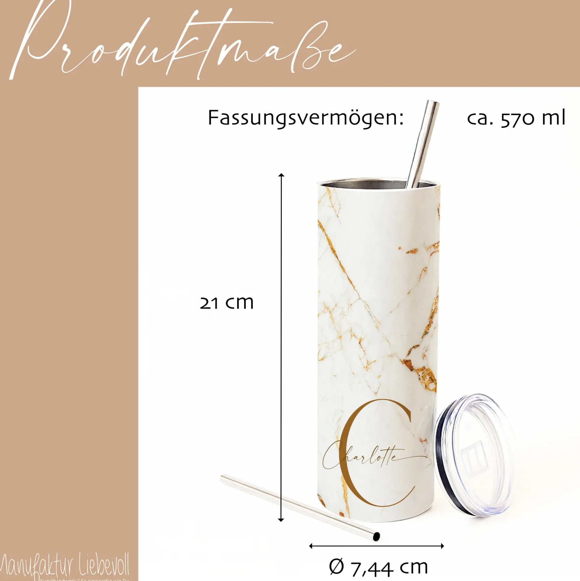 Thermobecher personalisiert 20 oz – Edelstahl Kaffeebecher to go mit Strohhalm, Doppelwandig, Geschenk für Frauen, Beste Freundin Geschenk