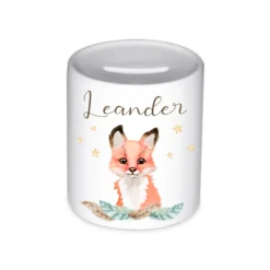Tiermotiv Spardose Fuchs mit Namen für Kinder | Personalisiertes Geschenk für Mädchen u. Jungen | Originelles Geldgeschenk u. handgefertigte Geschenkidee | 11 Motive zur Auswahl