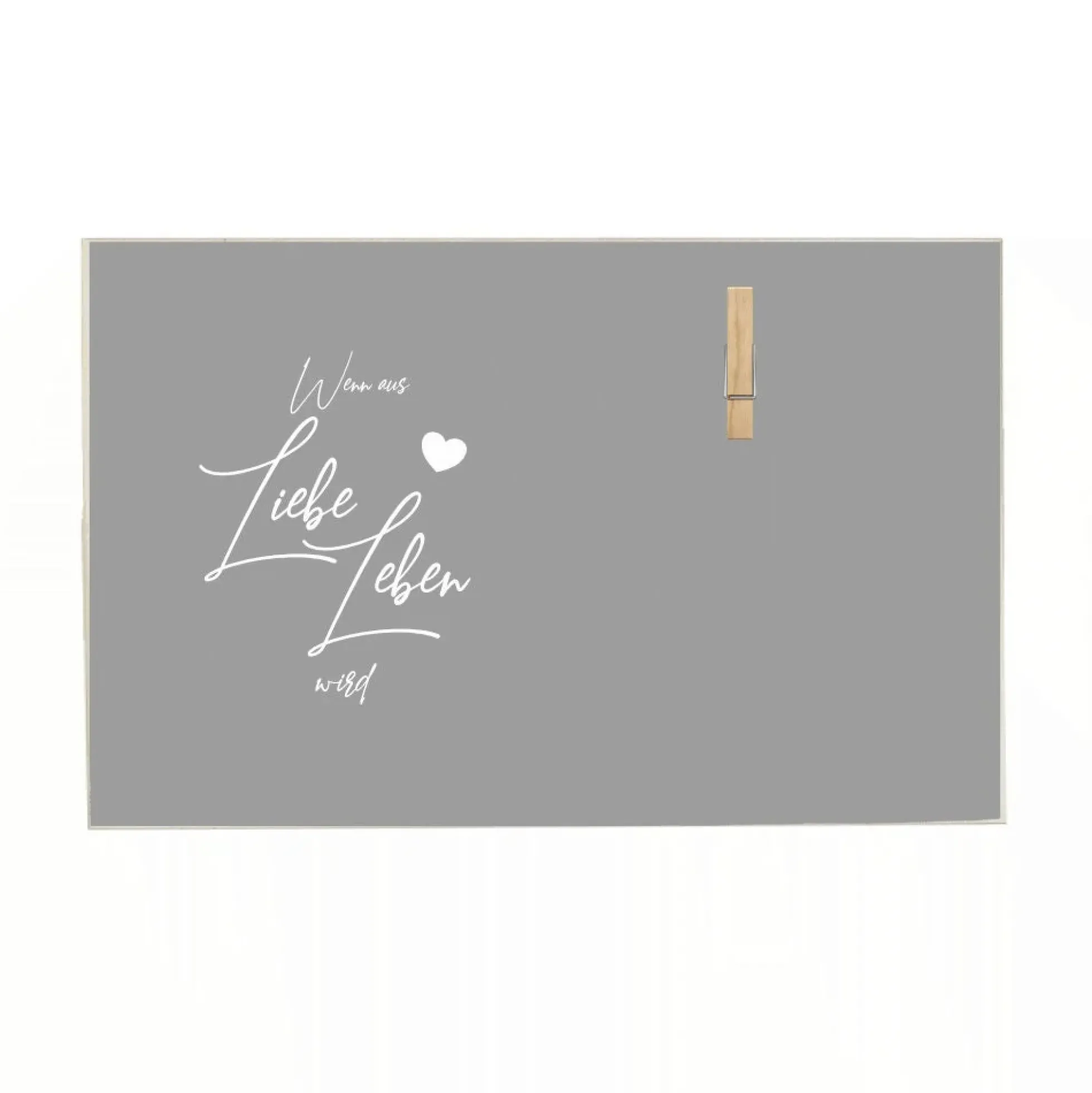 Tolles Fotogeschenk aus Holz für werdende Eltern | Holzbild mit Spruch "Wenn aus Liebe Leben wird“ | Memoboard mit Holzklammer zum selbstständigen Befestigen eines Fotos oder des Ultraschallbildes | 3 Farbvarianten zur Auswahl
