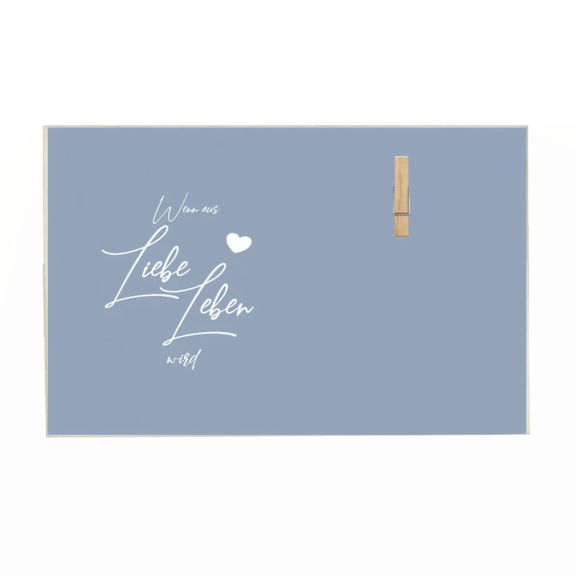 Tolles Fotogeschenk aus Holz für werdende Eltern | Holzbild mit Spruch "Wenn aus Liebe Leben wird“ | Memoboard mit Holzklammer zum selbstständigen Befestigen eines Fotos oder des Ultraschallbildes | 3 Farbvarianten zur Auswahl