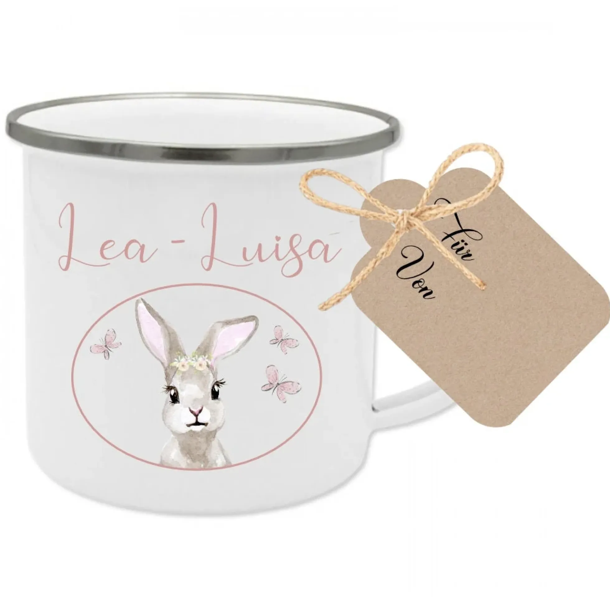 Tolle Tasse für Kinder mit einem braunen Hasen u. dem Namen des Kindes | Liebevolle u. personalisierte Geschenkidee für Jungen u. Mädchen | 5 Motivvarianten zur Auswahl
