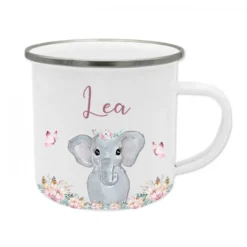 Tolle Waldtier Tasse Eichhörnchen mit Namen des Kindes | Emaille Trinkbecher für Mädchen u. Jungen I Personalisierte Kindertasse als besonderes Geschenk | 7 Motivvarianten zur Auswahl