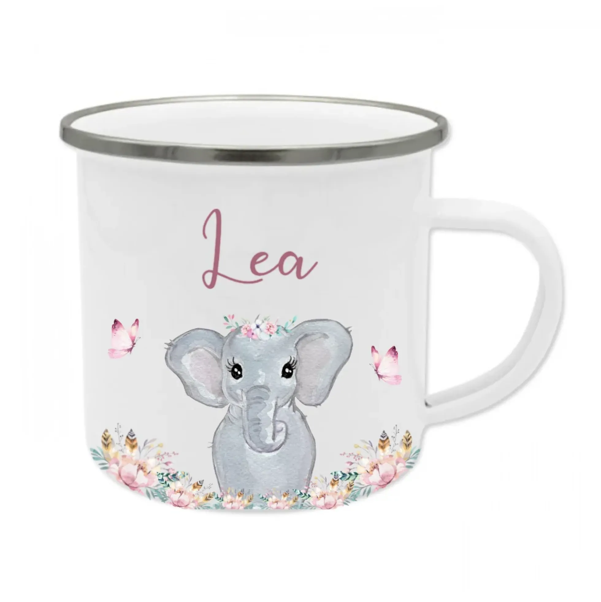 Tolle Waldtier Tasse Eichhörnchen mit Namen des Kindes | Emaille Trinkbecher für Mädchen u. Jungen I Personalisierte Kindertasse als besonderes Geschenk | 7 Motivvarianten zur Auswahl