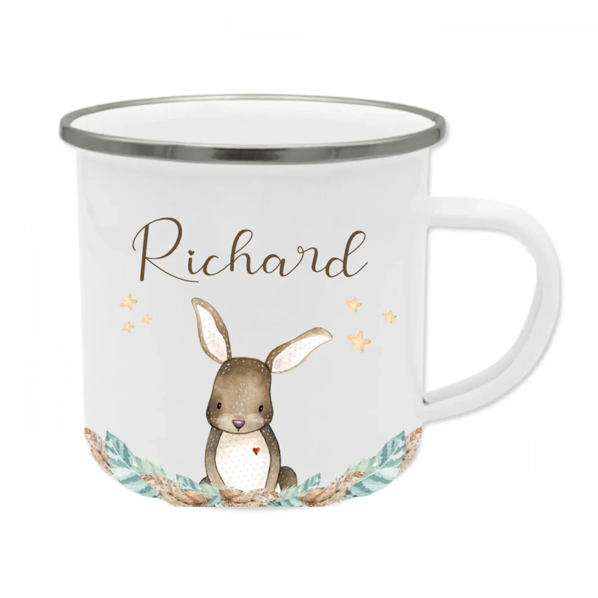 Tolle Waldtier Tasse Eichhörnchen mit Namen des Kindes | Emaille Trinkbecher für Mädchen u. Jungen I Personalisierte Kindertasse als besonderes Geschenk | 7 Motivvarianten zur Auswahl