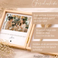 Trauzeugin Trauzeuge fragen Geschenk | Hochzeit Geschenk personalisiert | Willst du meine Trauzeugin / mein Trauzeuge sein I Foto Holzbox