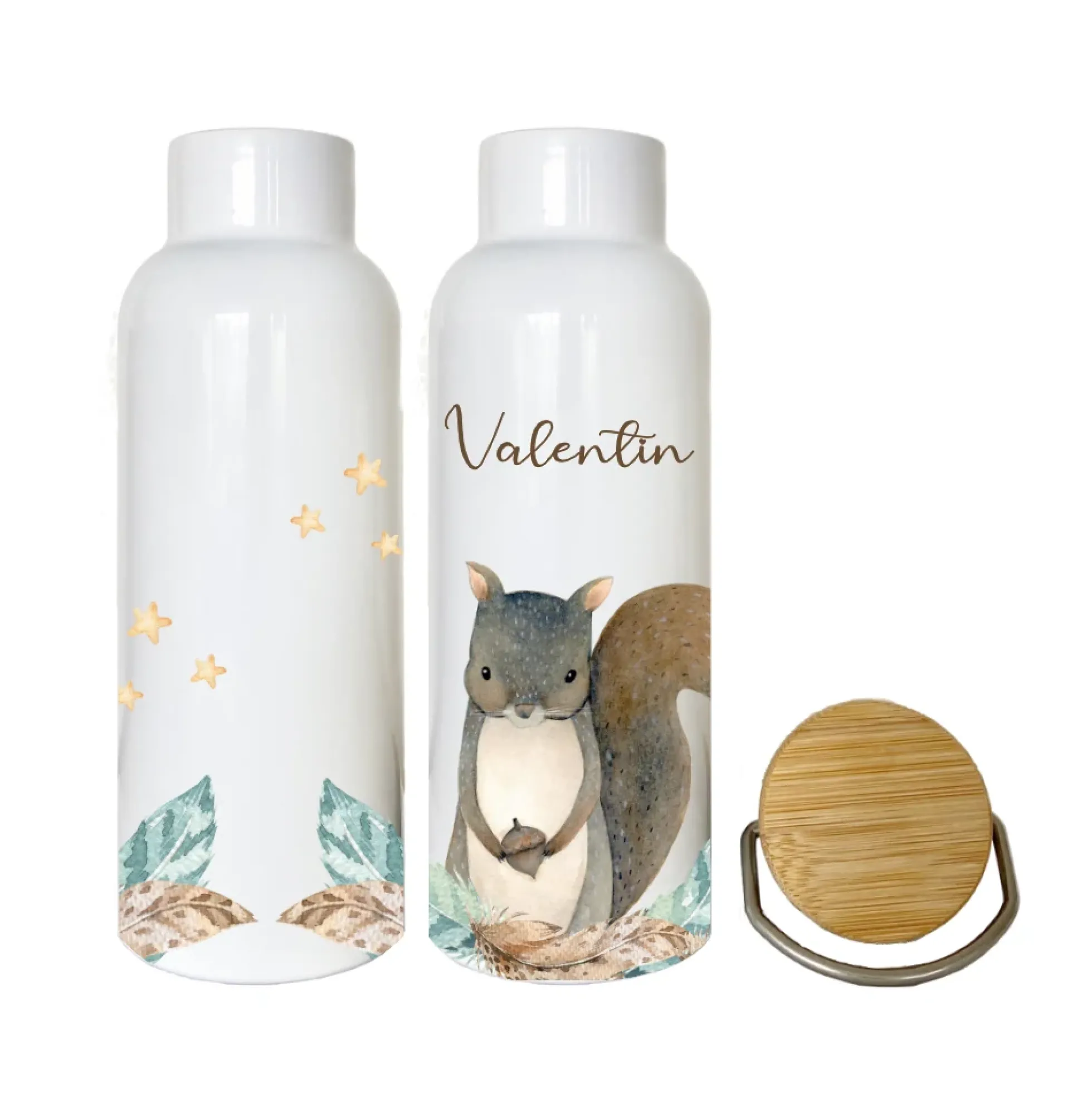 Trinkflasche "Einhorn" mit Namen für Kinder personalisiert | Kindertrinkflasche für Mädchen mit Pferdemotiv | Thermosflasche aus Edelstahl | 500ml | 11 Motivvarianten zur Auswahl