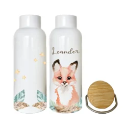 Trinkflasche "Rehkitz" mit Namen für Kinder personalisiert | Kindertrinkflasche Bambi für Mädchen | Thermosflasche aus Edelstahl | 500ml | 11 Motivvarianten zur Auswahl