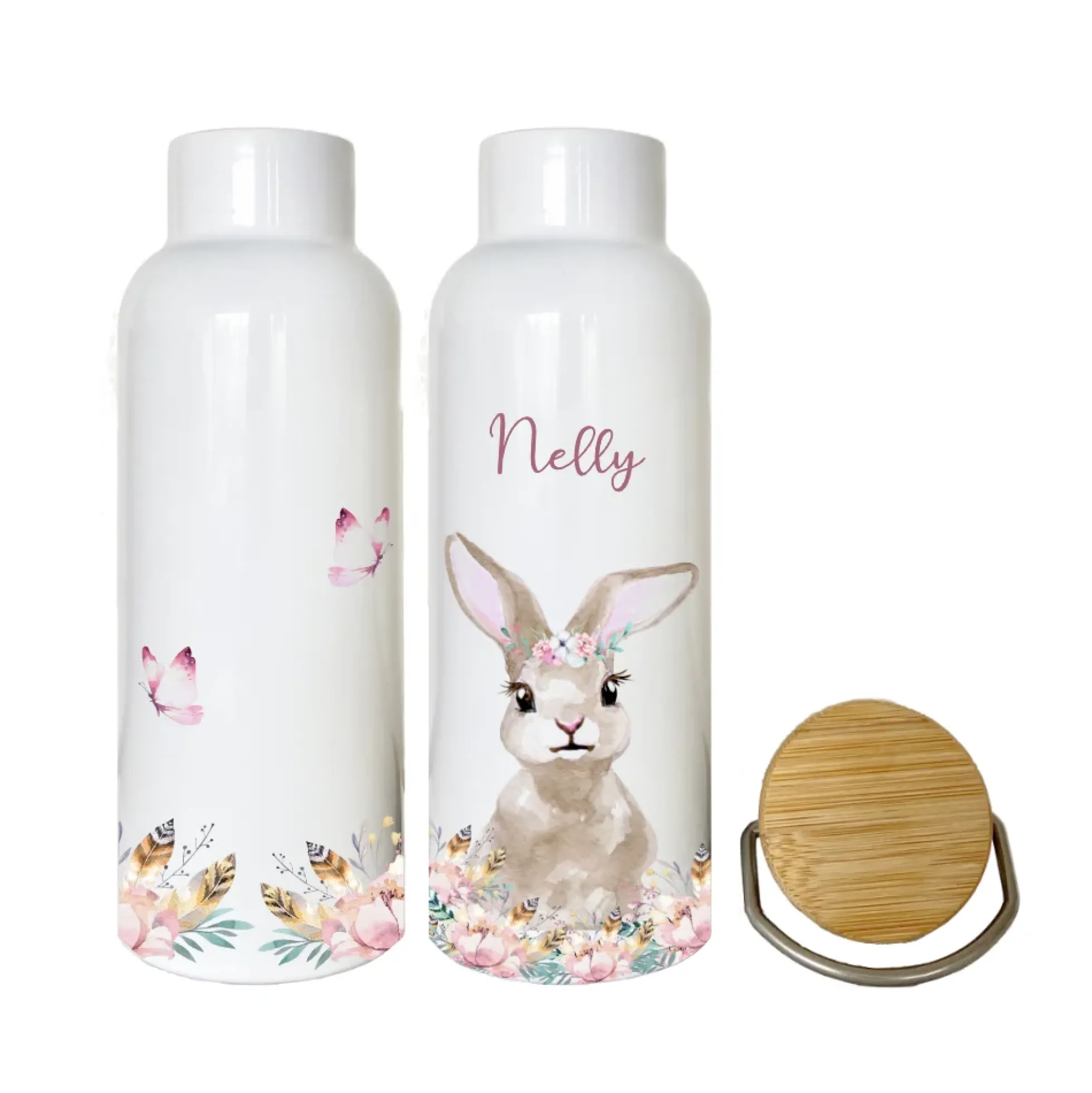 Trinkflasche "Schaf" mit Namen für Kinder personalisiert | Kindertrinkflasche für Mädchen mit Tiermotiv | Thermosflasche aus Edelstahl | 500ml | 11 Motivvarianten zur Auswahl