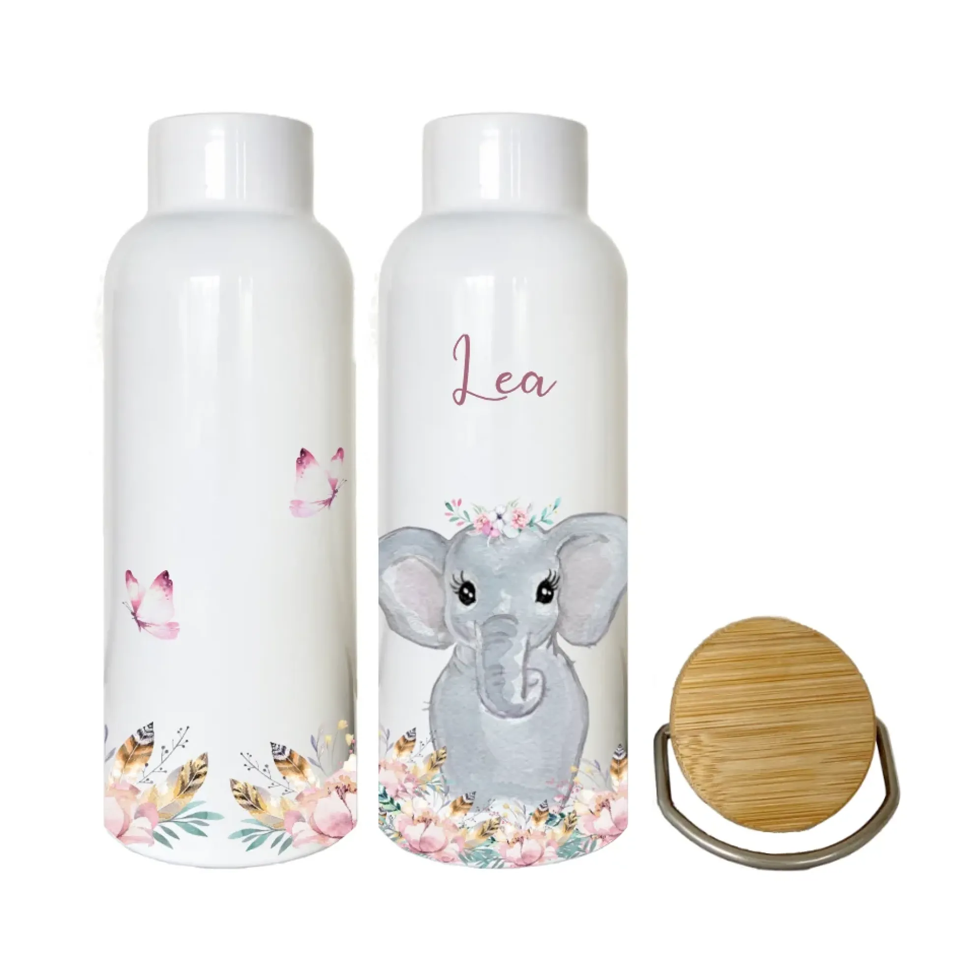 Trinkflasche "Waschbär" mit Namen für Kinder personalisiert | Kindertrinkflasche für Mädchen u. Jungen mit Tiermotiv | Thermosflasche aus Edelstahl | 500ml | 11 Motivvarianten zur Auswahl