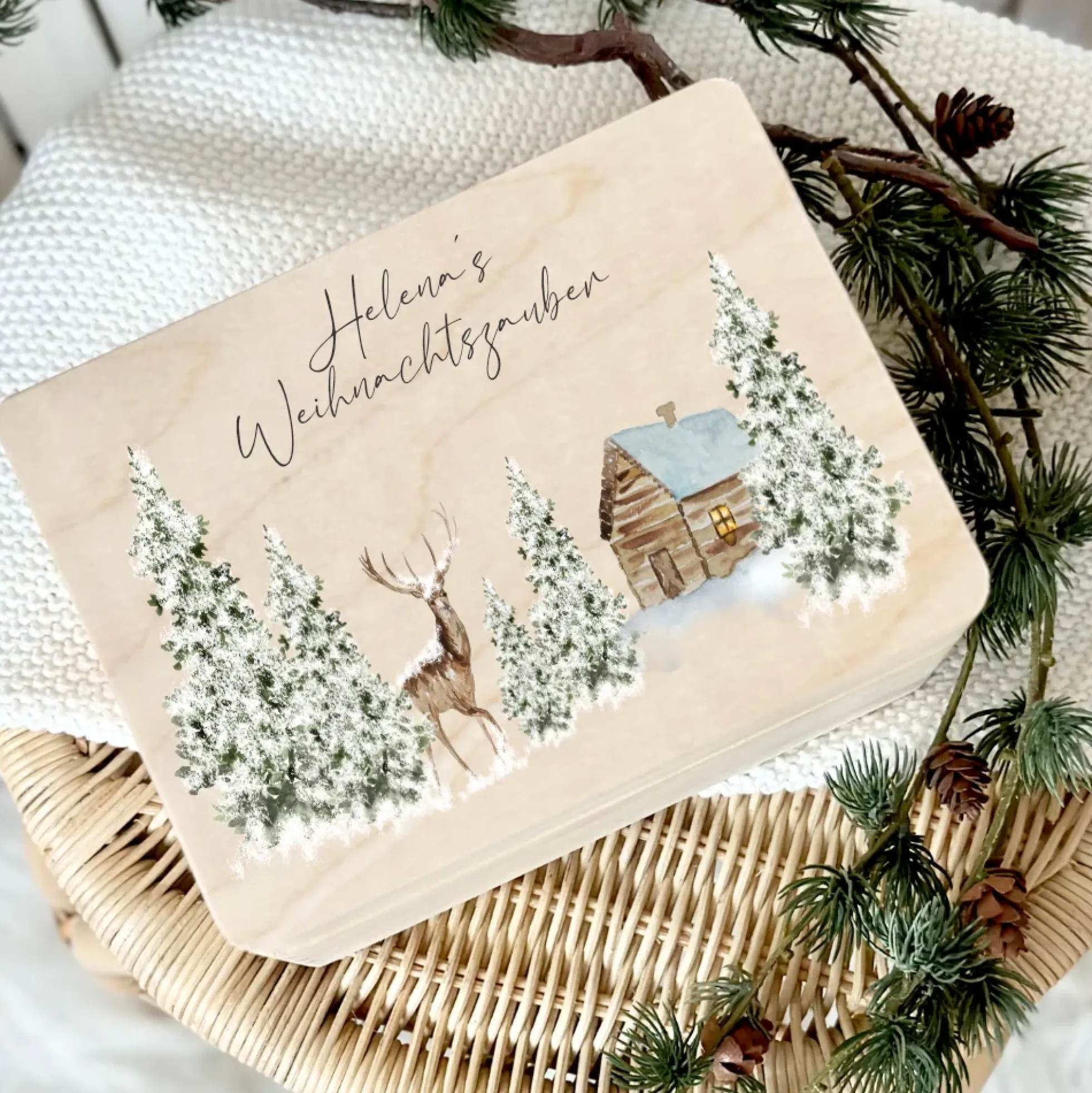 Weihnachten Holzbox Personalisiert Geschenk Frohe Weihnachten Personalisierte Heiligabend Box für Kinder Familie Frauen Freundin Holzkiste