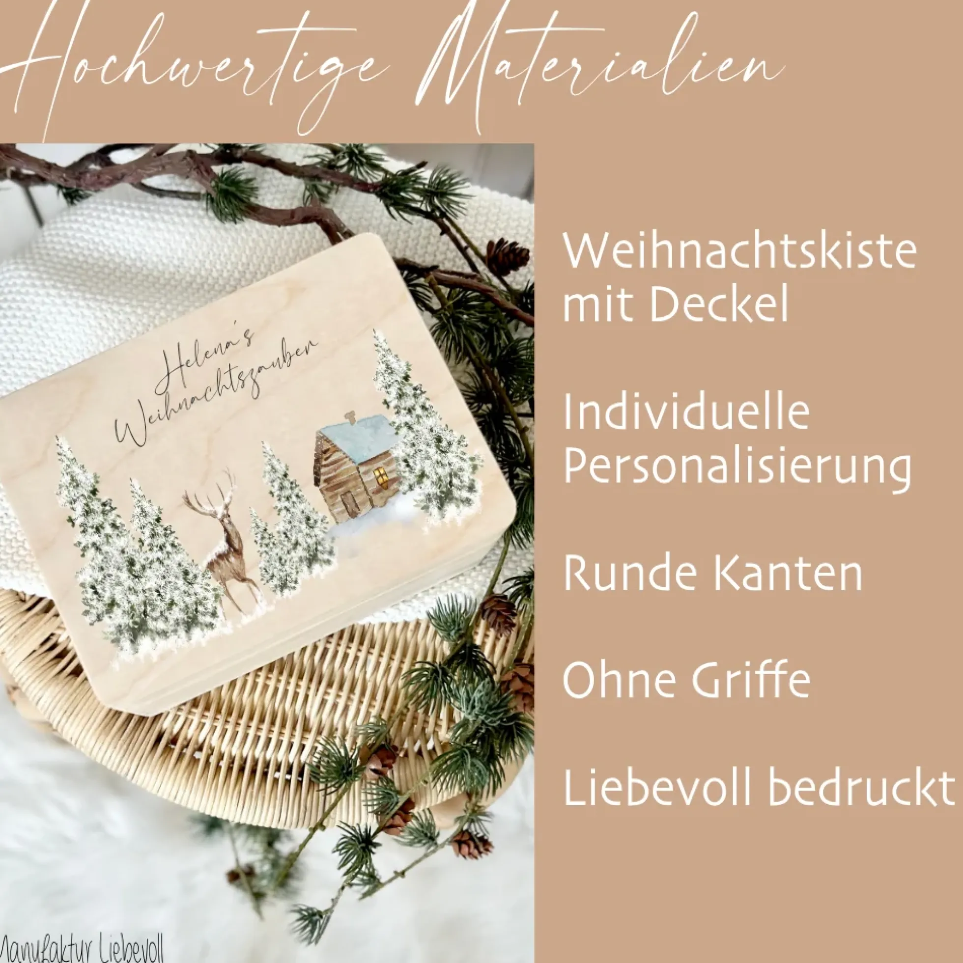 Weihnachten Holzbox Personalisiert Geschenk Frohe Weihnachten Personalisierte Heiligabend Box für Kinder Familie Frauen Freundin Holzkiste