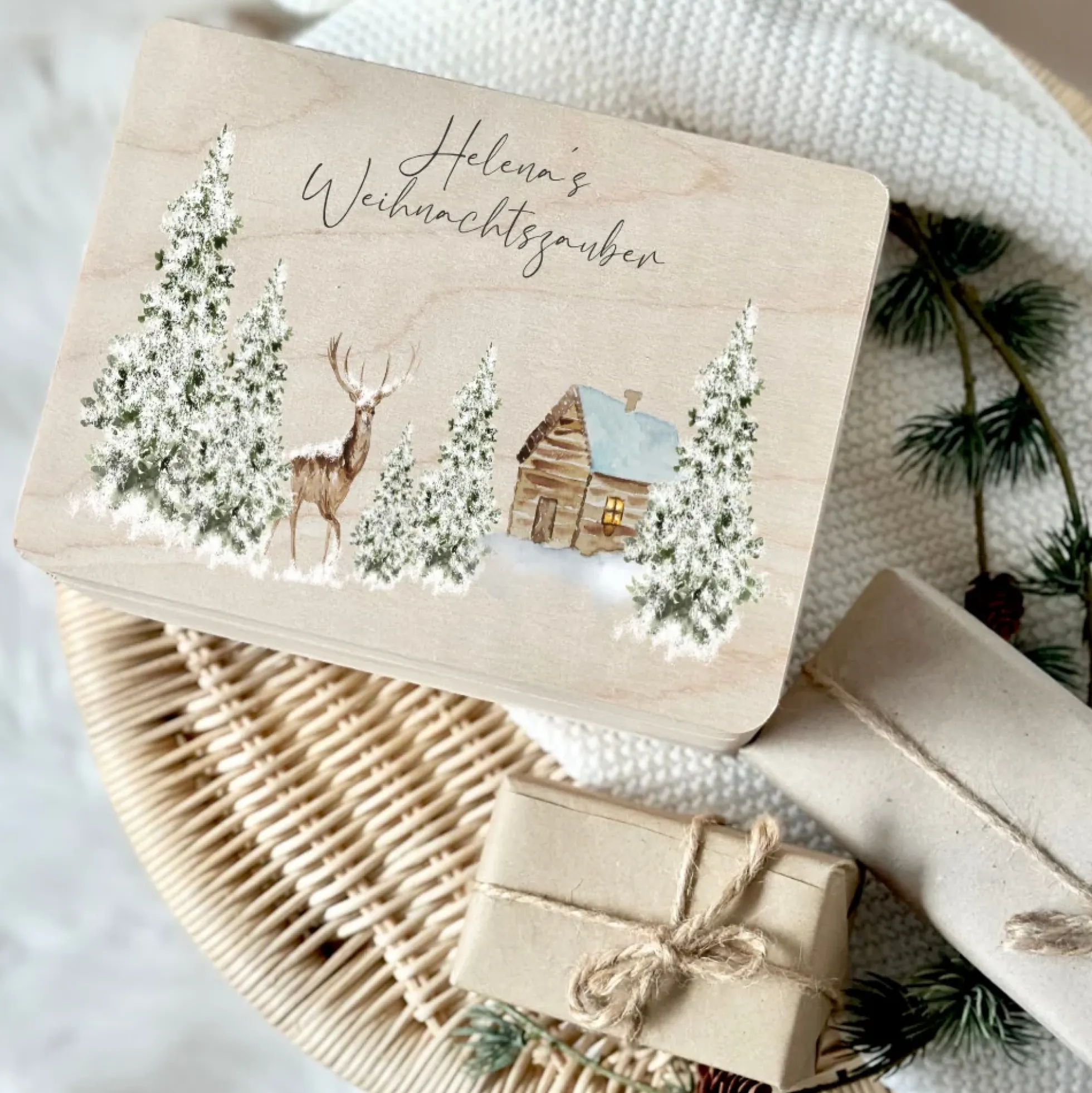 Weihnachten Holzbox Personalisiert Geschenk Frohe Weihnachten Personalisierte Heiligabend Box für Kinder Familie Frauen Freundin Holzkiste