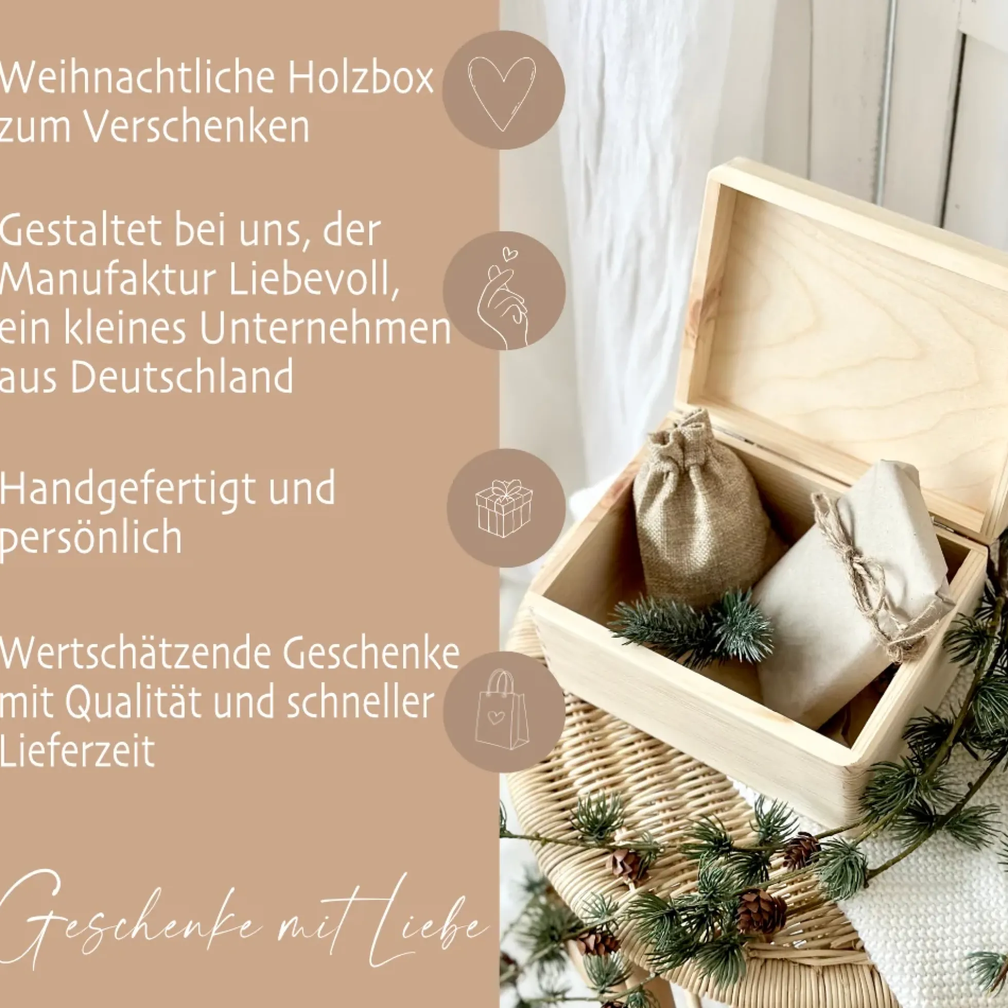 Weihnachten Holzbox Personalisiert Reh Holzbox Geschenk Frohe Weihnachten Personalisierte Heiligabend Box für Kinder Rehkitz Weihnachtsbox