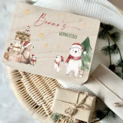 Weihnachten Holzkiste Personalisiert Holzbox Geschenk Frohe Weihnachten Personalisierte Heiligabend Box für Kinder Weihnachtsbox