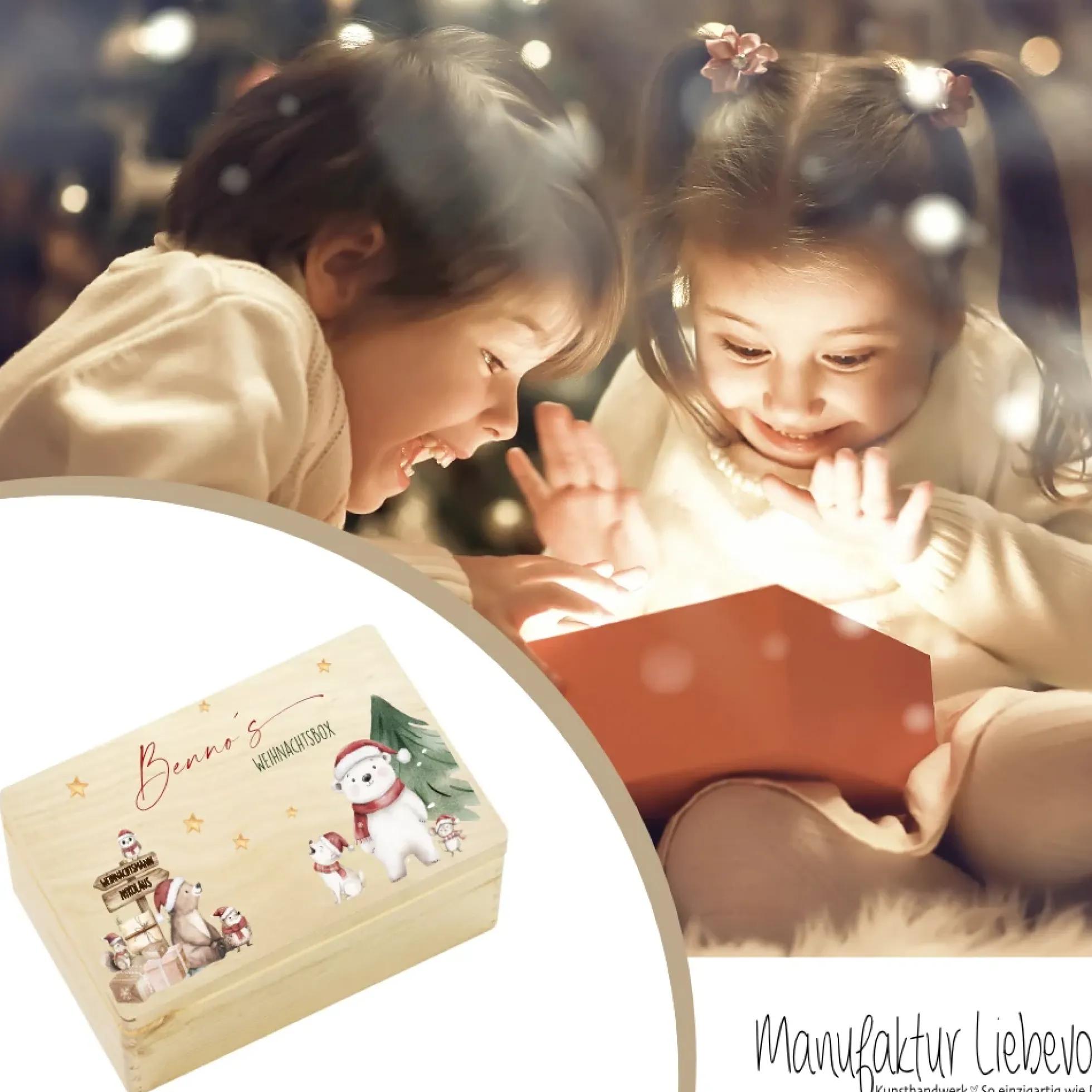 Weihnachten Holzkiste Personalisiert Holzbox Geschenk Frohe Weihnachten Personalisierte Heiligabend Box für Kinder Weihnachtsbox