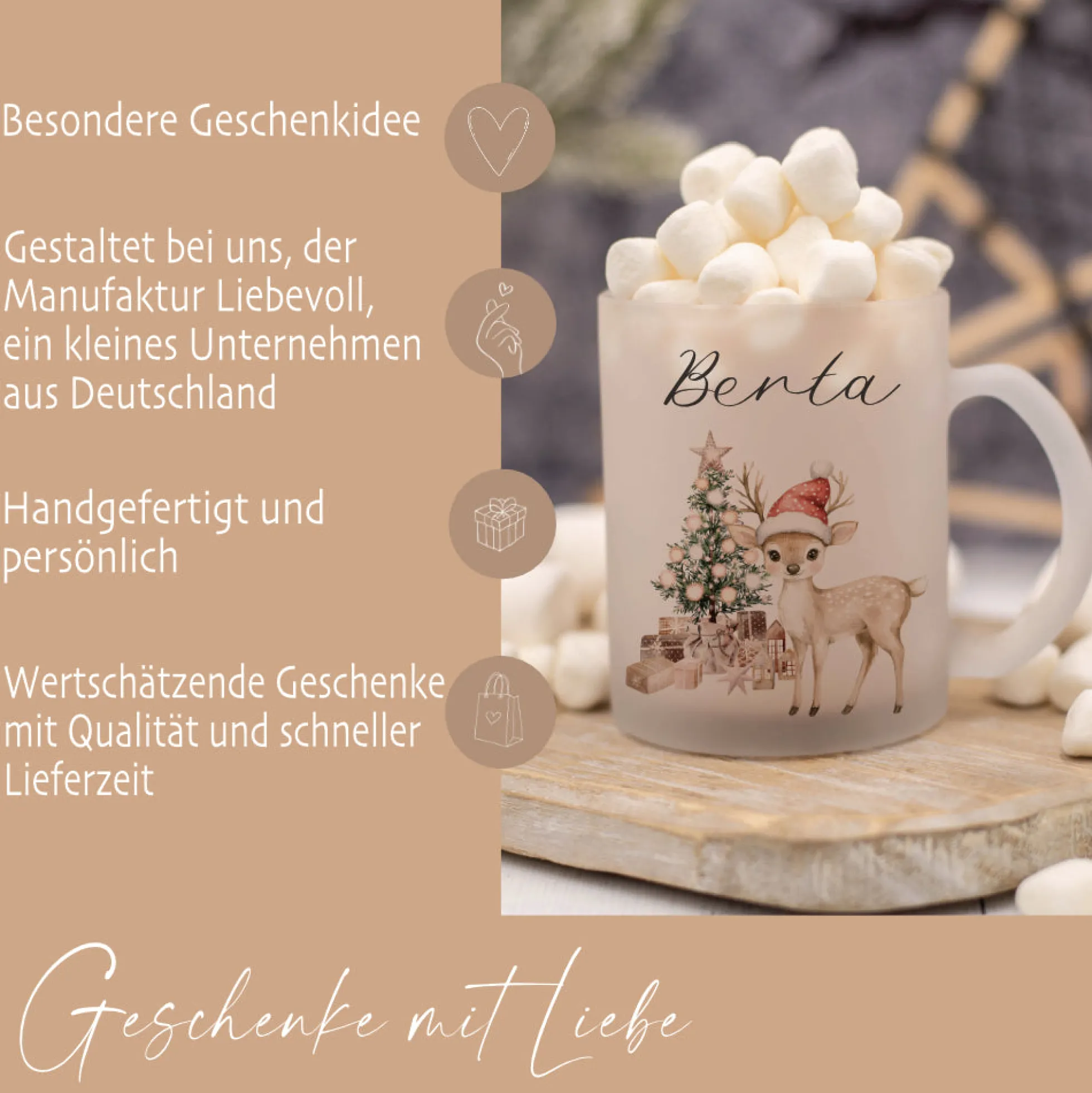 Weihnachten Personalisierte Tassen Weihnachtstasse mit Namen Weihnachtsgeschenk Glühweintasse Punsch Nikolaus Glastasse Manufaktur Liebevoll Große Motivauswahl