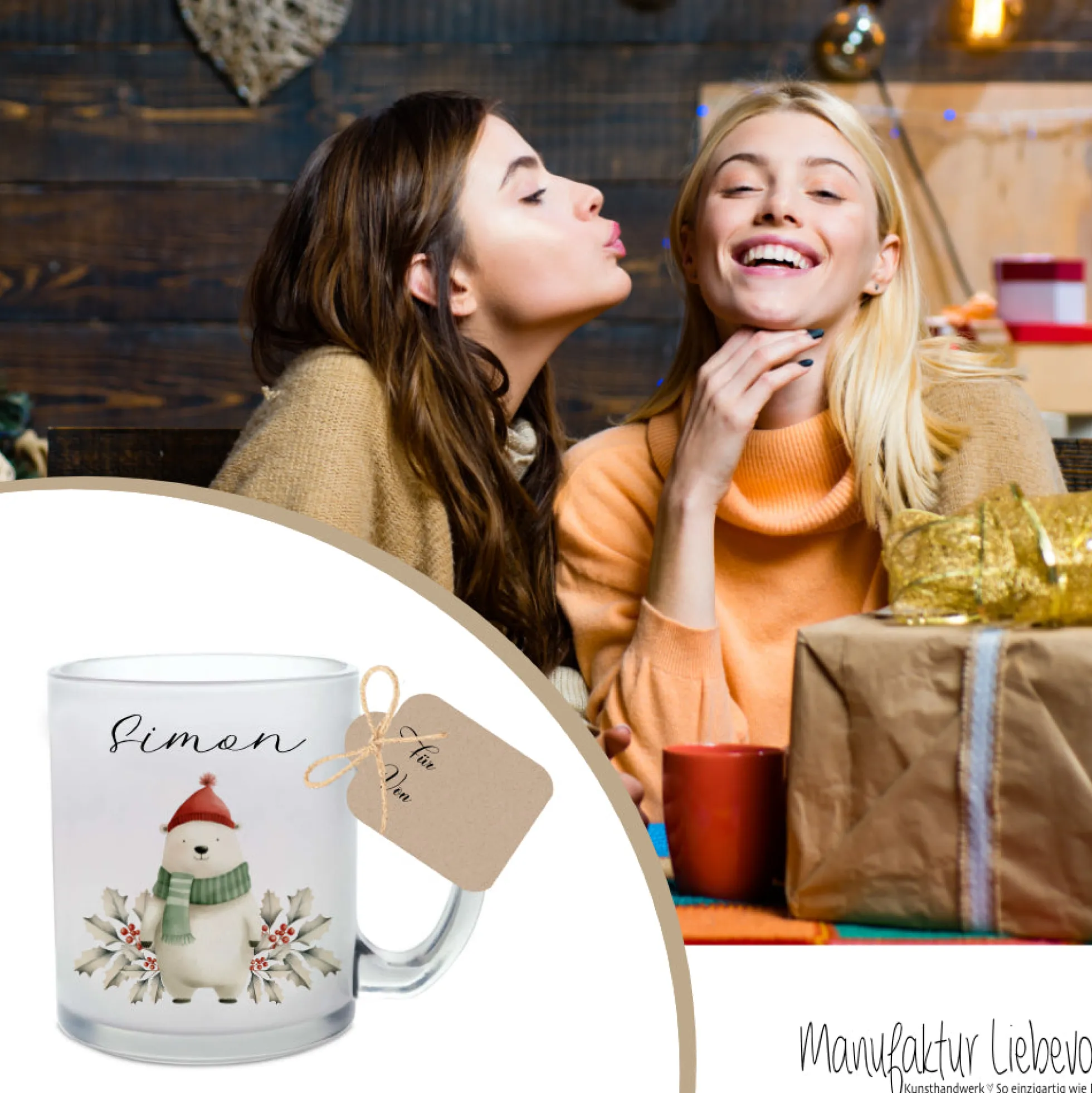 Weihnachten Tasse Geschenk Personalisiert Weihnachtstasse Glas Glastasse Glühweintasse Weihnachtspunsch | Große Motivauswahl