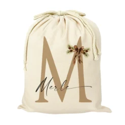 Weihnachtlicher Geschenkbeutel personalisiert mit dem Namen und Buchstaben Weihnachtssack