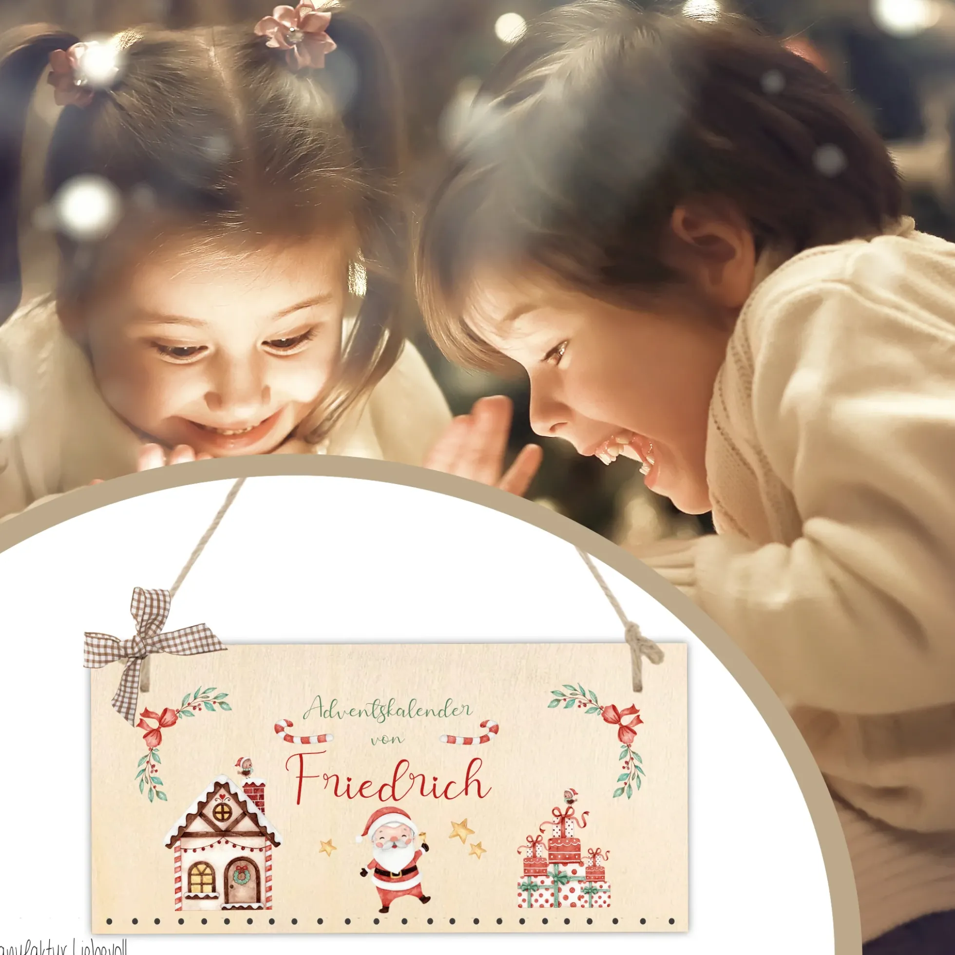 Weihnachtsmann Adventskalender zum Befüllen Personalisiert für Kinder mit Name