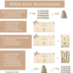 XL Adventskalender mit Namen zum Befüllen Stoff Adventskalender Engel personalisiertes Kalender Geschenk Frauen Männer Kinder Familie