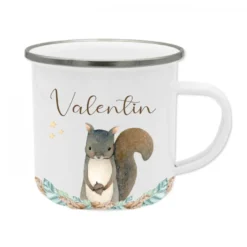 Zauberhafte Einhorn Tasse mit Namen des Kindes | Emaille Trinkbecher für Mädchen I Personalisierte Kindertasse als besonderes Geschenk | 7 Motivvarianten zur Auswahl