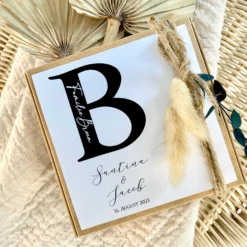 Zur Hochzeit - Personalisierte Geschenkverpackung mit Monogram, Individuelles Geldgeschenk inkl. Jutebeutel